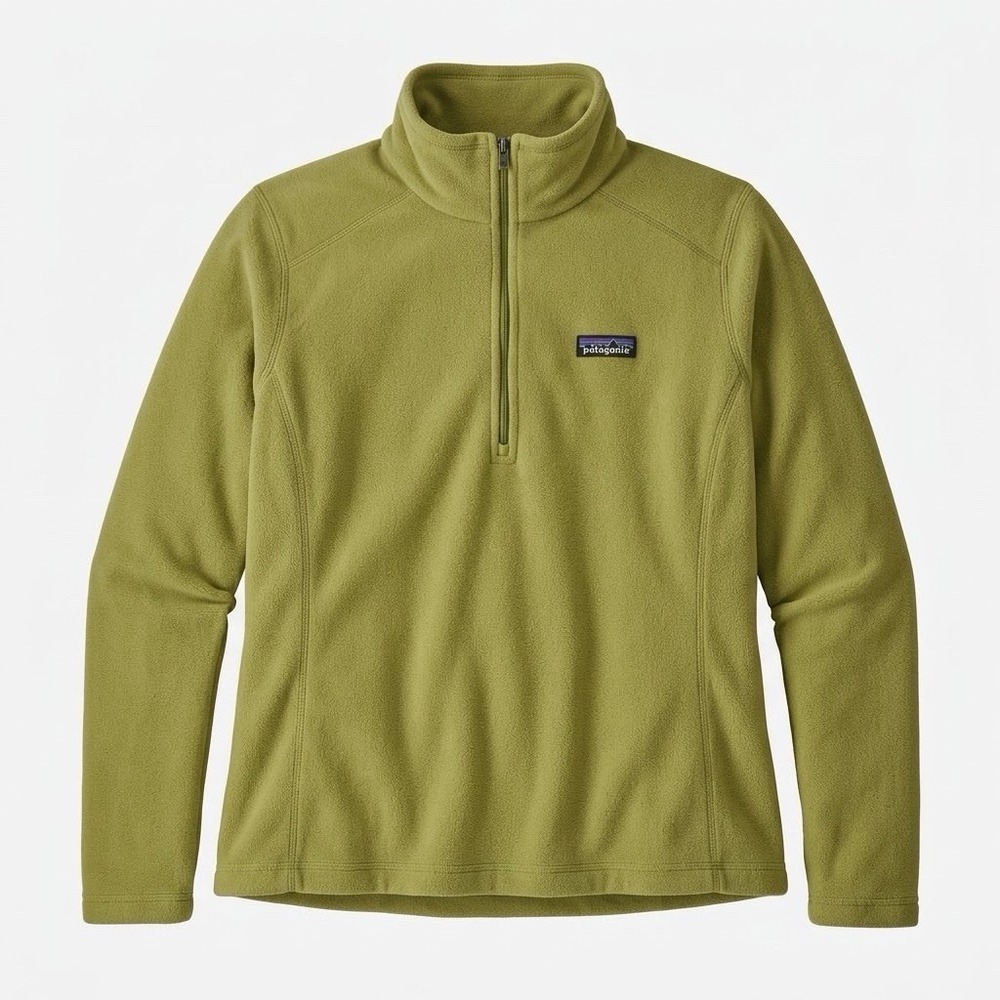 Patagonia Women Micro D Quarter Zip Fleece Pullover Size Medium Olive Green